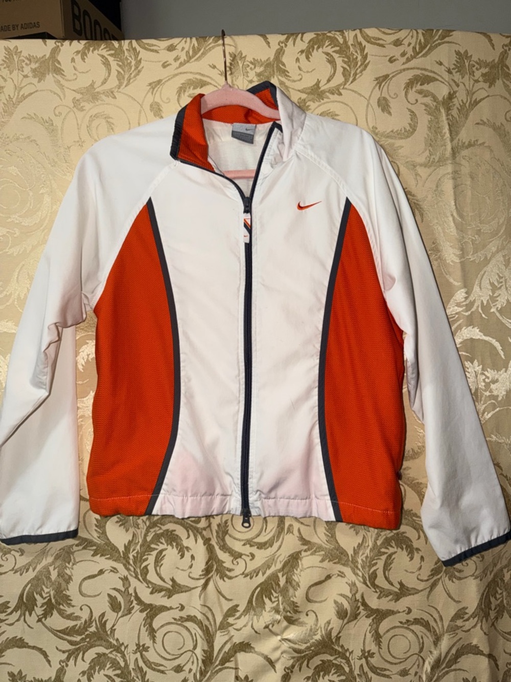 Nike White Jacket with Orange Interior and Black Trim